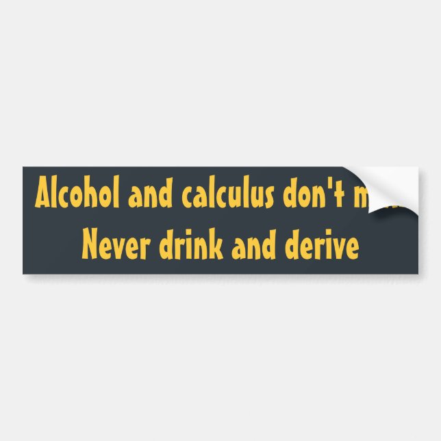 Autocollant De Voiture L'alcool et le calcul ne mélangent pas (Devant)