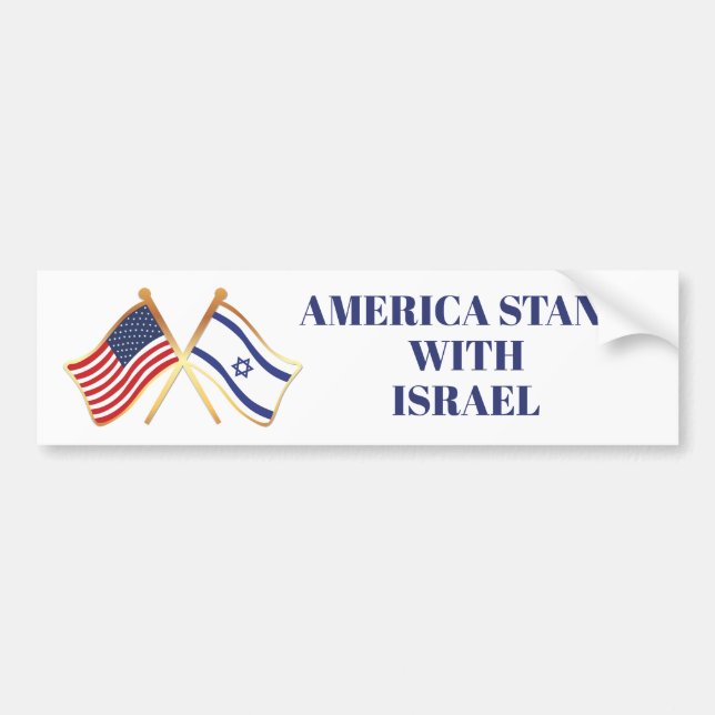 Autocollant De Voiture L'Amérique tient le drapeau israélien de la libert (Devant)
