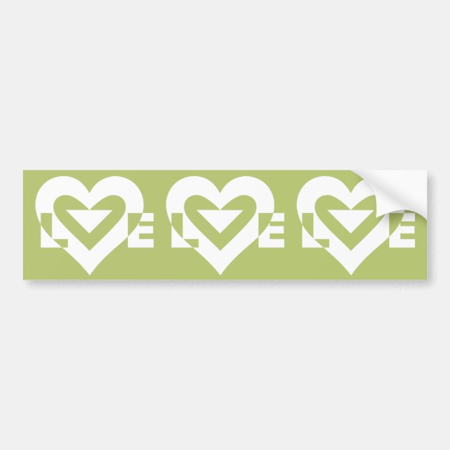 Autocollant De Voiture L'amour dans Sage Green (Devant)