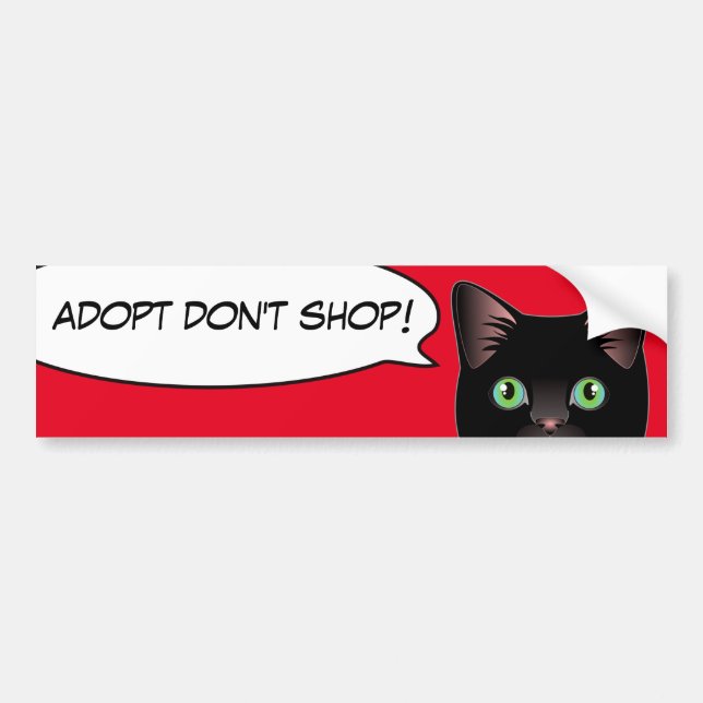 Autocollant De Voiture L'amour de chat noir adoptent un chat d'abri ! (Devant)