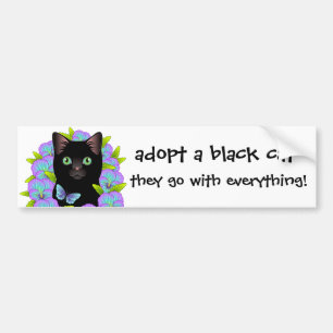 Autocollant De Voiture L'amour de chat noir adoptent un chat d'abri !