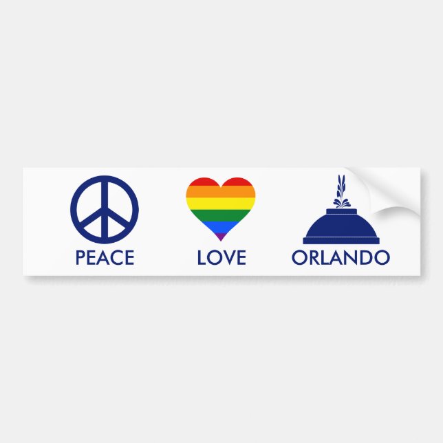 AUTOCOLLANT DE VOITURE L'AMOUR DE LA PAIX ORLANDO (Devant)