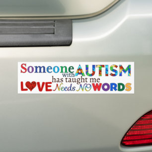 AUTOCOLLANT DE VOITURE L'AMOUR N'A PAS BESOIN DE MOTS AUTISME