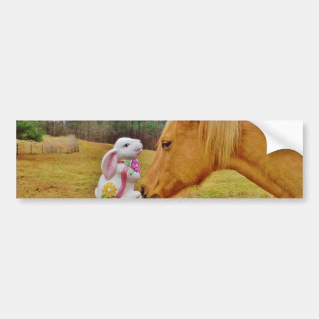 Autocollant De Voiture Lapin blanc et Cheval jaune (Devant)