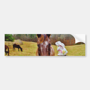 Autocollant De Voiture Lapin de Pâques et cheval Brown