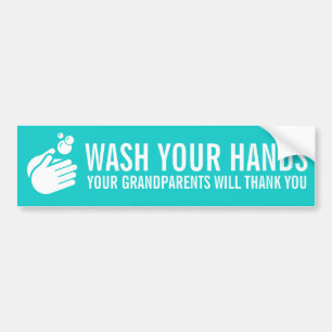 Autocollant De Voiture Lavez-vous les mains - GRANDPARENTS Coronavirus &