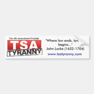 Autocollant De Voiture Le 4ème amendement interdit la tyrannie de TSA