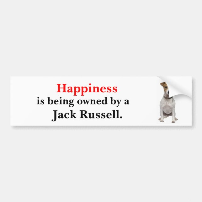 Autocollant De Voiture Le bonheur est possédé par un Jack Russell (Devant)
