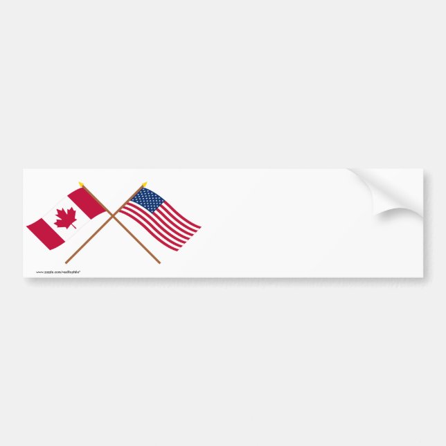 Autocollant De Voiture Le Canada et les drapeaux croisés par Etats-Unis (Devant)