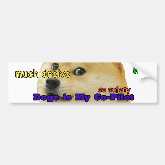 Autocollant De Voiture Le doge est mon co-pilote (Devant)