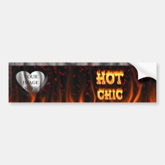 Autocollant De Voiture Le feu chic chaud et coeur de marbre rouge