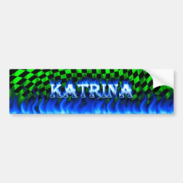 Autocollant De Voiture Le feu de Katrina et conception bleus d'adhésif (Devant)