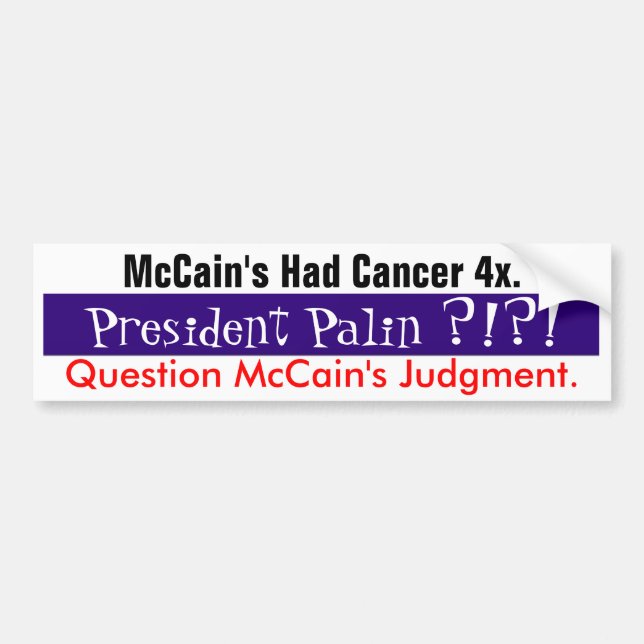 Autocollant De Voiture Le jugement #1 de McCain de question (Devant)