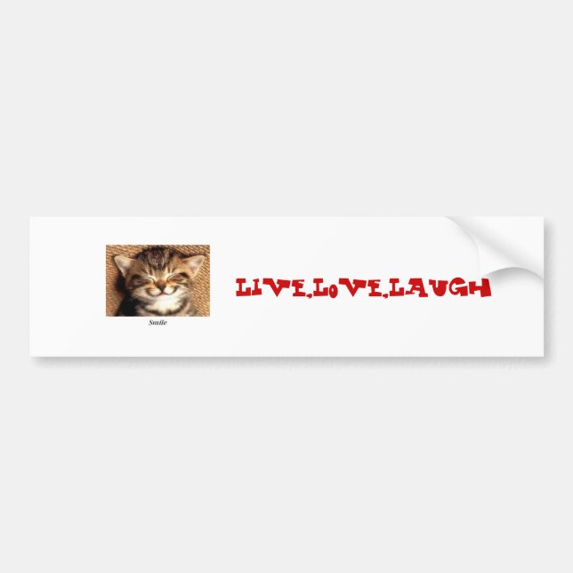Autocollant De Voiture le minou de sourire, vivant, aiment, rient (Devant)