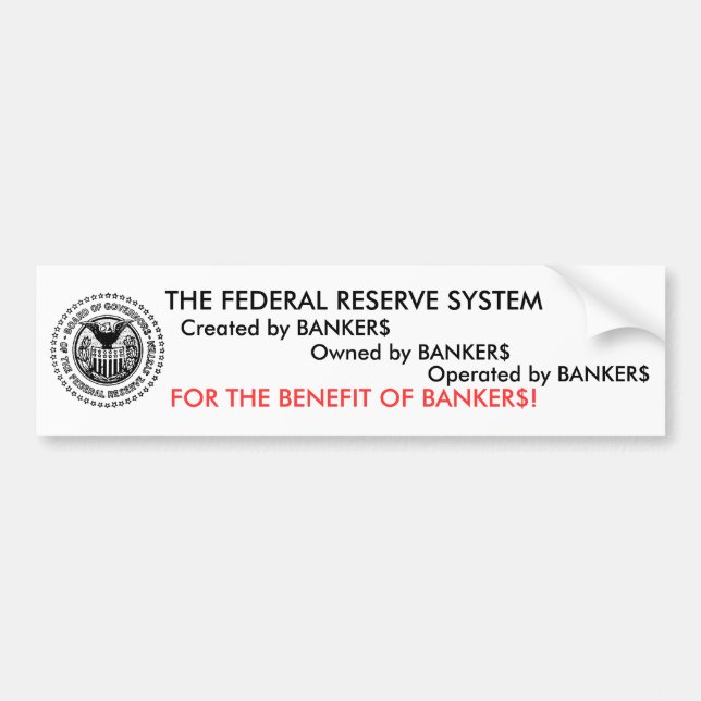 Autocollant De Voiture Le système de Federal Reserve est une escroquerie (Devant)