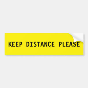 Autocollant De Voiture Le texte d'avertissement jaune gardent la distance