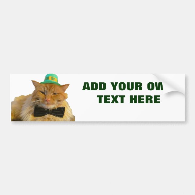 Autocollant De Voiture Leprechaun Chat avec votre texte (Devant)