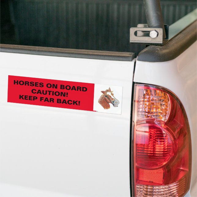 AUTOCOLLANT DE VOITURE LES CHEVAUX À BORD SONT PRUDENTS ! (Sur camion)