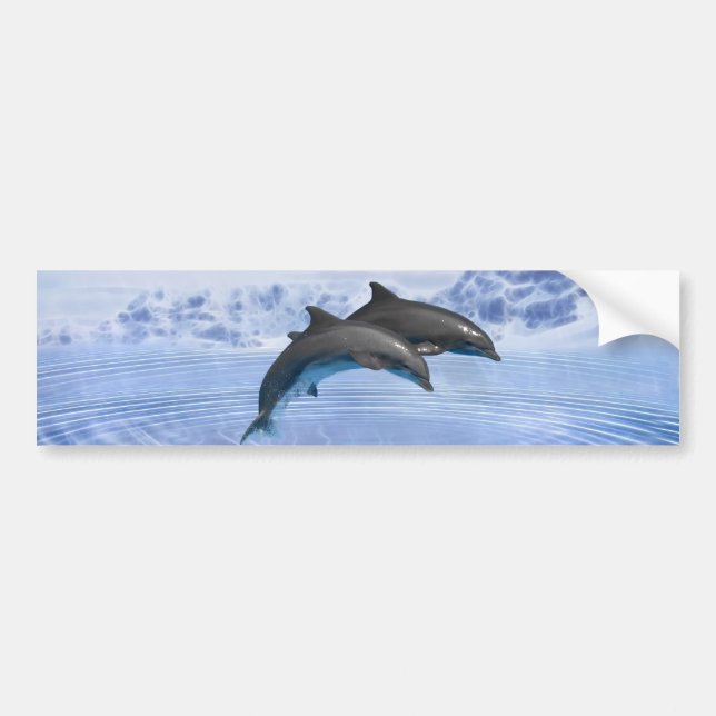Autocollant De Voiture Les dauphins dans la mer bleu clair (Devant)