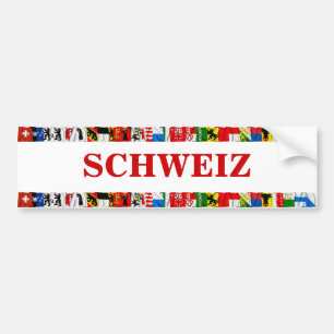 Autocollant De Voiture Les drapeaux des cantons de la Suisse, allemands