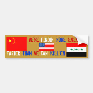 Autocollant De Voiture Les ennemis de l'Amérique (IRAK CONTRE la CHINE)