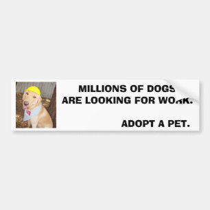 AUTOCOLLANT DE VOITURE LES MILLIONS DE CHIENS RECHERCHENT LE TRAVAIL