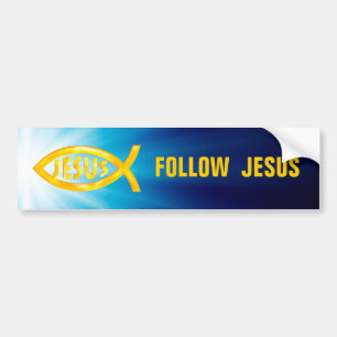 Autocollant De Voiture Les poissons chrétiens - suivez Jésus