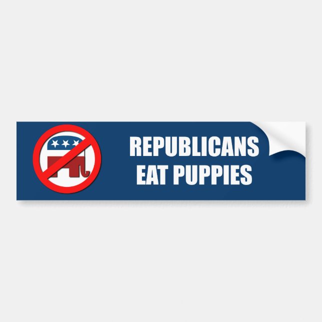 Autocollant De Voiture Les républicains mangent des chiots (Devant)