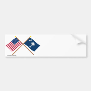 Autocollant De Voiture Les USA et drapeaux croisés par Caroline du Sud
