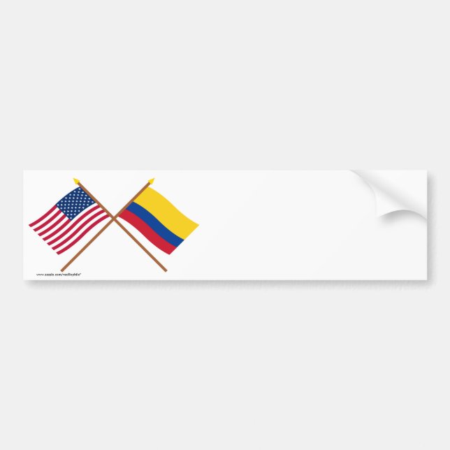 Autocollant De Voiture Les USA et drapeaux croisés par Colombie (Devant)