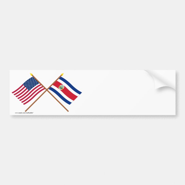 Autocollant De Voiture Les USA et drapeaux croisés par Costa Rica (Devant)