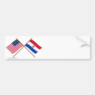 Autocollant De Voiture Les USA et drapeaux croisés par Paraguay