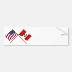 Autocollant De Voiture Les USA et drapeaux croisés par Pérou