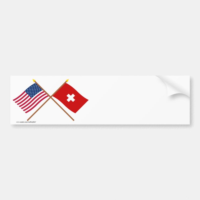 Autocollant De Voiture Les USA et drapeaux croisés par Suisse (Devant)