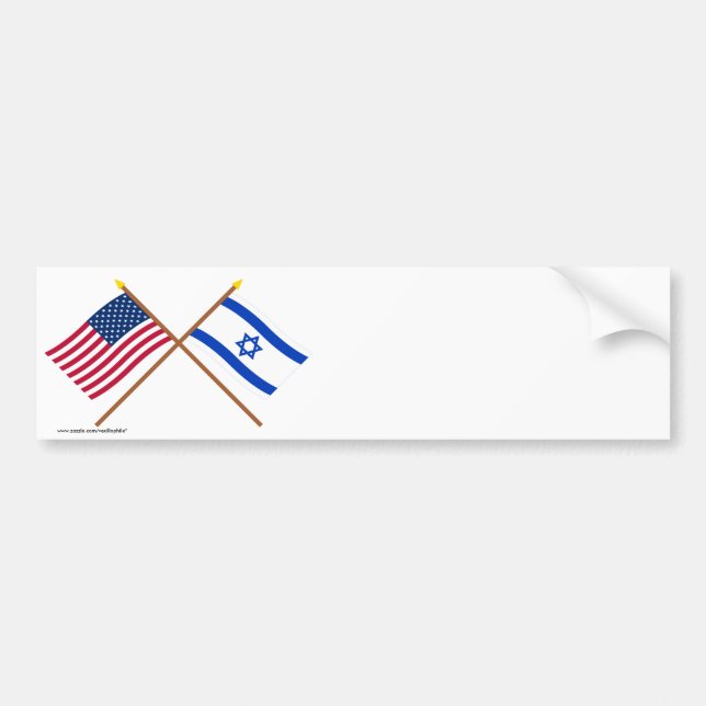Autocollant De Voiture Les USA et drapeaux croisés parIsraël (Devant)