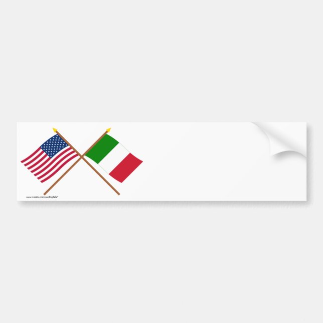 Autocollant De Voiture Les USA et drapeaux croisés parItalie (Devant)