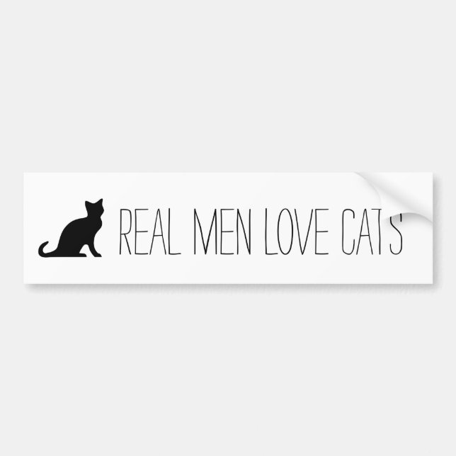Autocollant De Voiture Les vrais hommes aiment les chats bumper sticker (Devant)