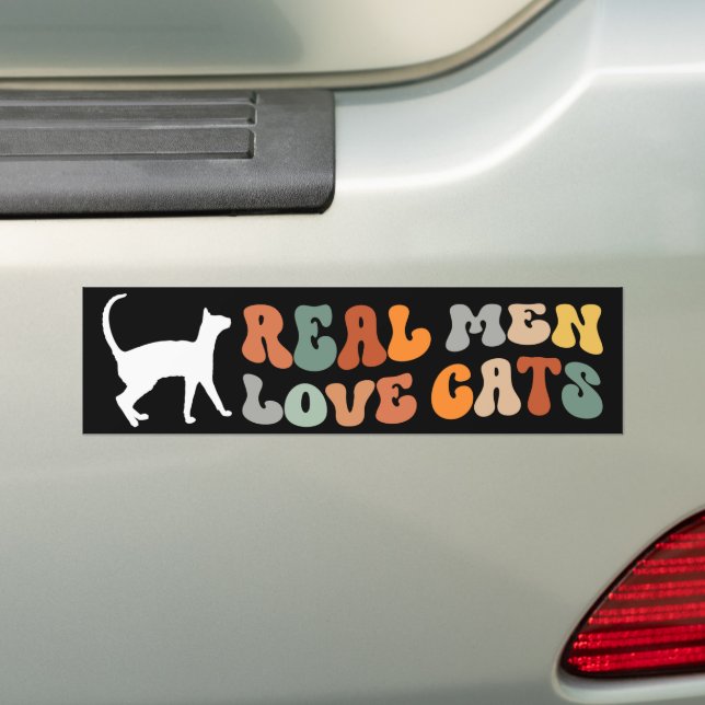 Autocollant De Voiture Les vrais hommes aiment les chats drôle (En voiture)