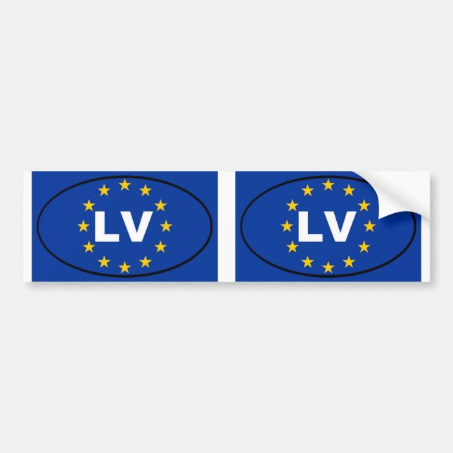 Autocollant De Voiture Lettonie LV Union européenne oval (Devant)