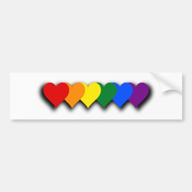 Autocollant De Voiture LGBT pride hearts Bumper Sticker (Devant)