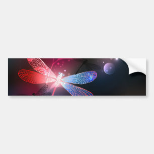 Autocollant De Voiture libellule rouge brillante