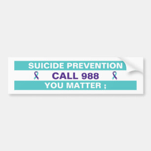 Autocollant De Voiture Ligne d'assistance suicide 988 Prévention Santé me
