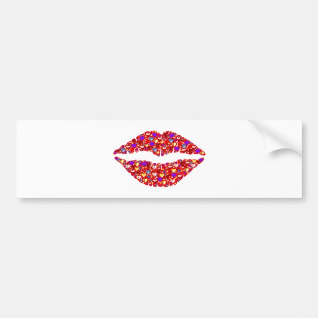 Autocollant De Voiture Lipstick Baisers bumper sticker! (Devant)