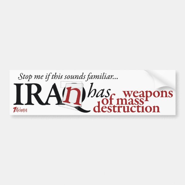 Autocollant De Voiture L'Iran a le WMD (Devant)