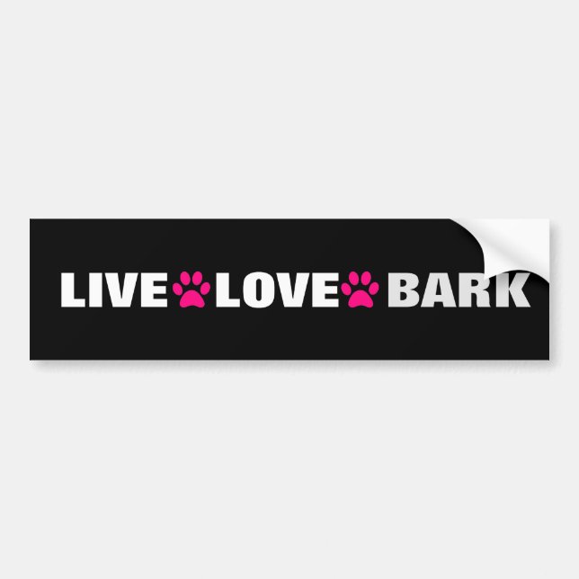 AUTOCOLLANT DE VOITURE LIVE LOVE BARK (Devant)