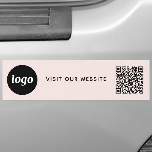 Autocollant De Voiture Logo simple et texte Business QR Code Blush Pink