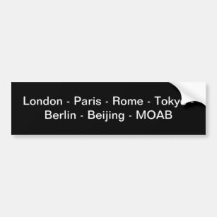 Autocollant De Voiture Londres - Paris - Rome - Tokyo - Berlin - Moab