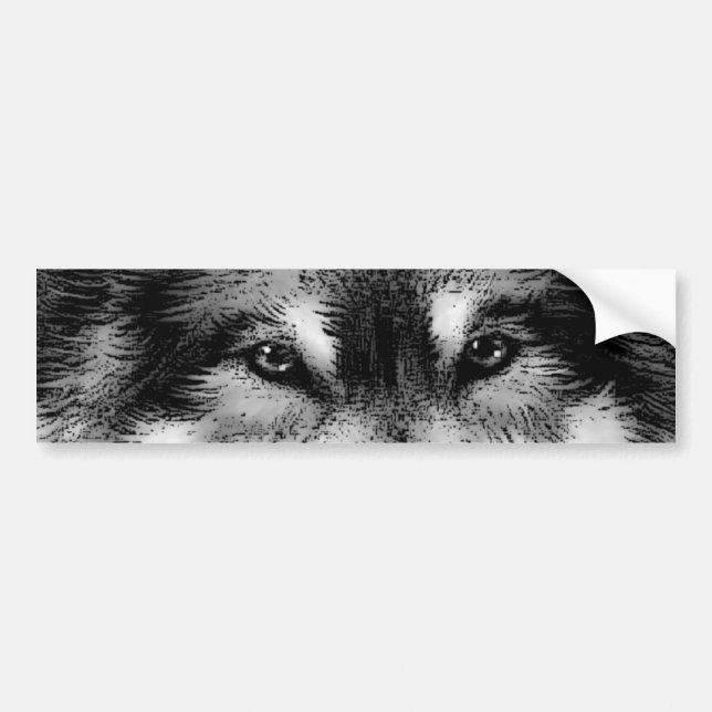 Autocollant De Voiture Loup noir et blanc (Devant)