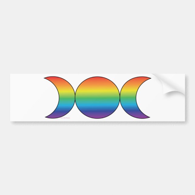Autocollant De Voiture Lune triple d'arc-en-ciel (Devant)