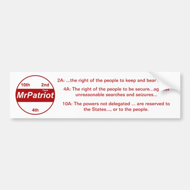 Autocollant De Voiture M. Patriot, le bumpersticker (Devant)